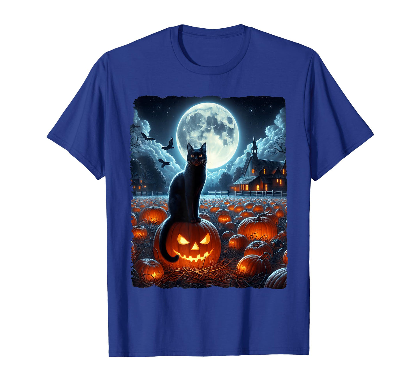Black Cat Halloween Cat Lovers Starry Night Cat Van Gogh Cat T-Shirt