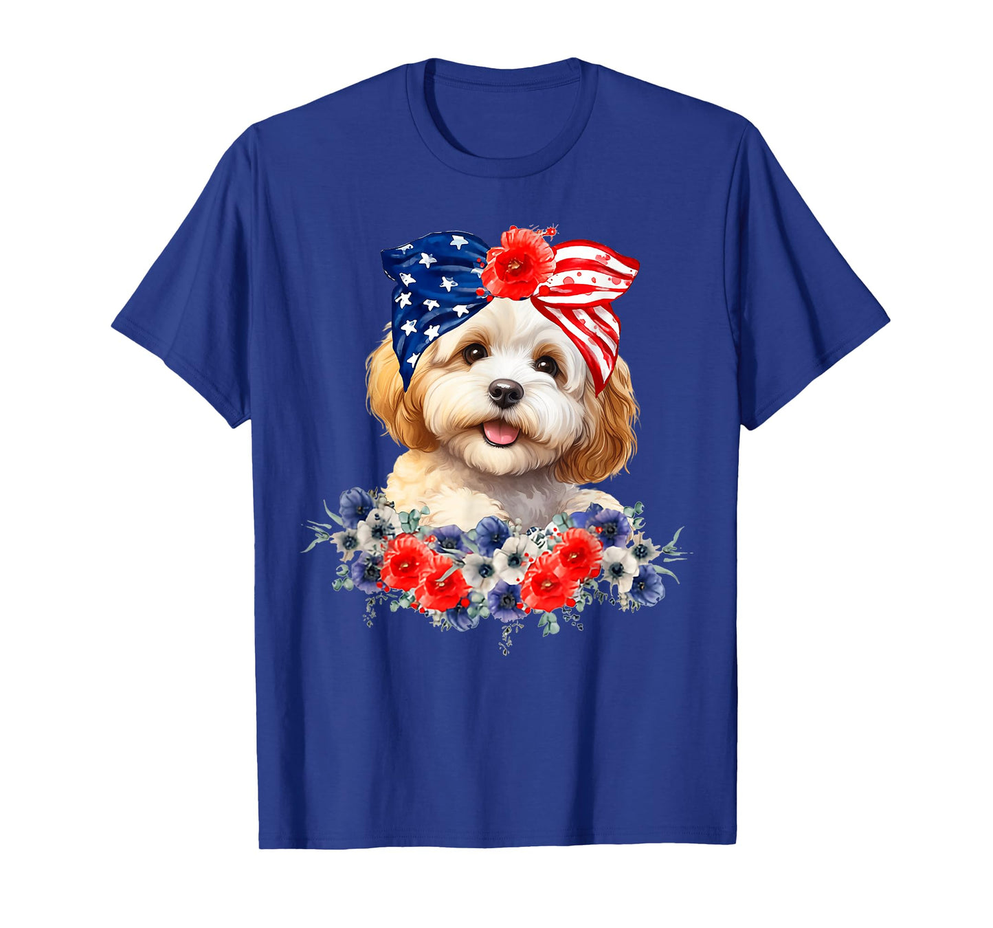 Cavapoo Dog Bandana American Flag 4th Of July T-Shirt
