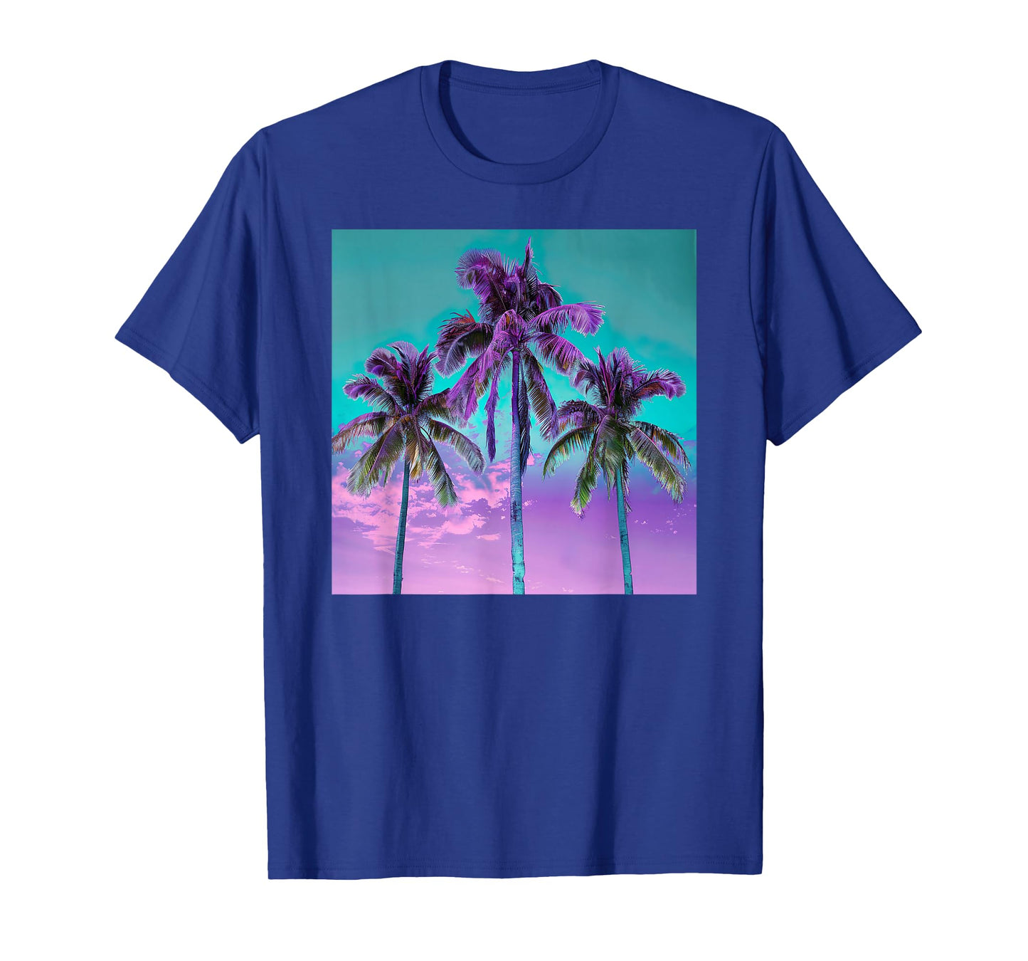 Palm Tree Tropical Teal Turquoise Purple T-Shirt
