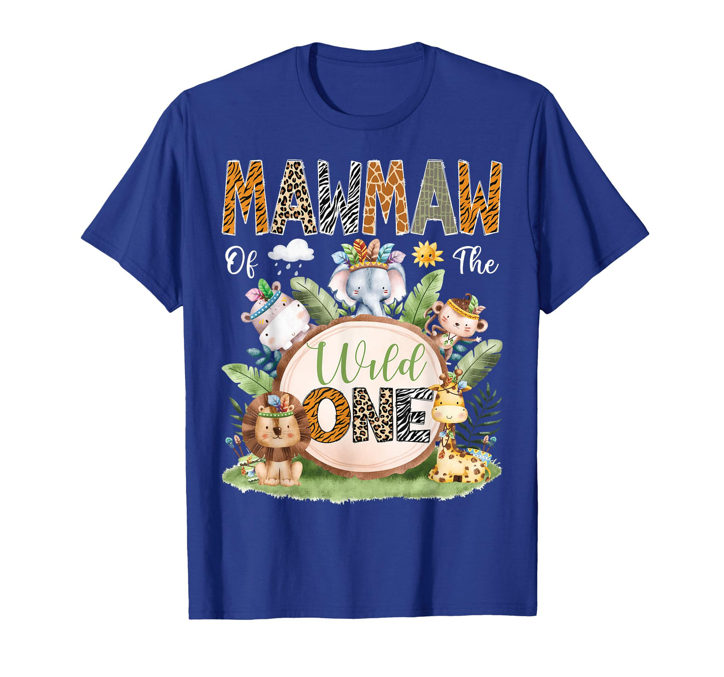 Mawmaw Of The Wild One Safari Tribal Animal 1St Birthday T-Shirt