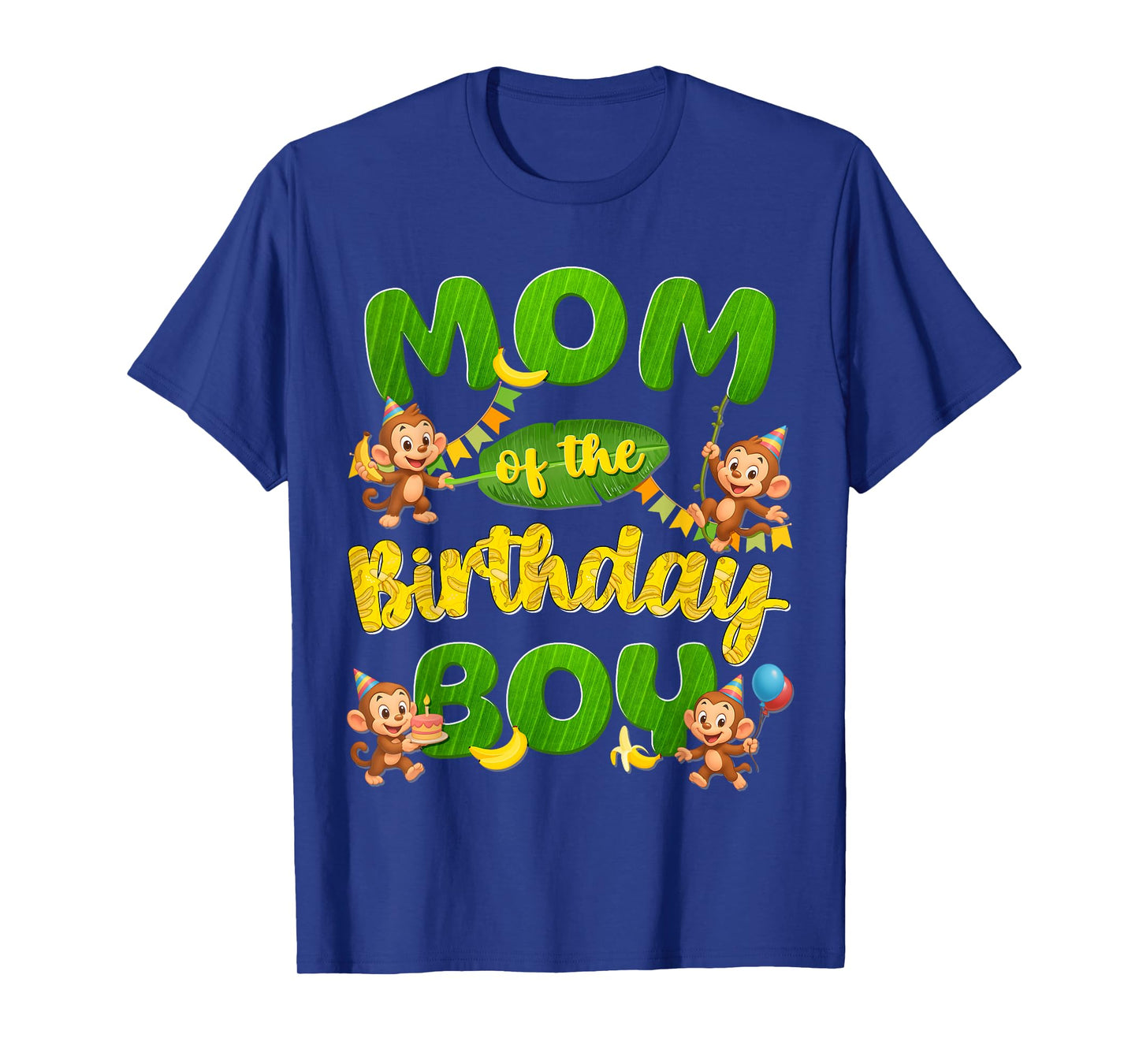 Mom Of The Birthday Boy Monkey Family Matching Party T-Shirt