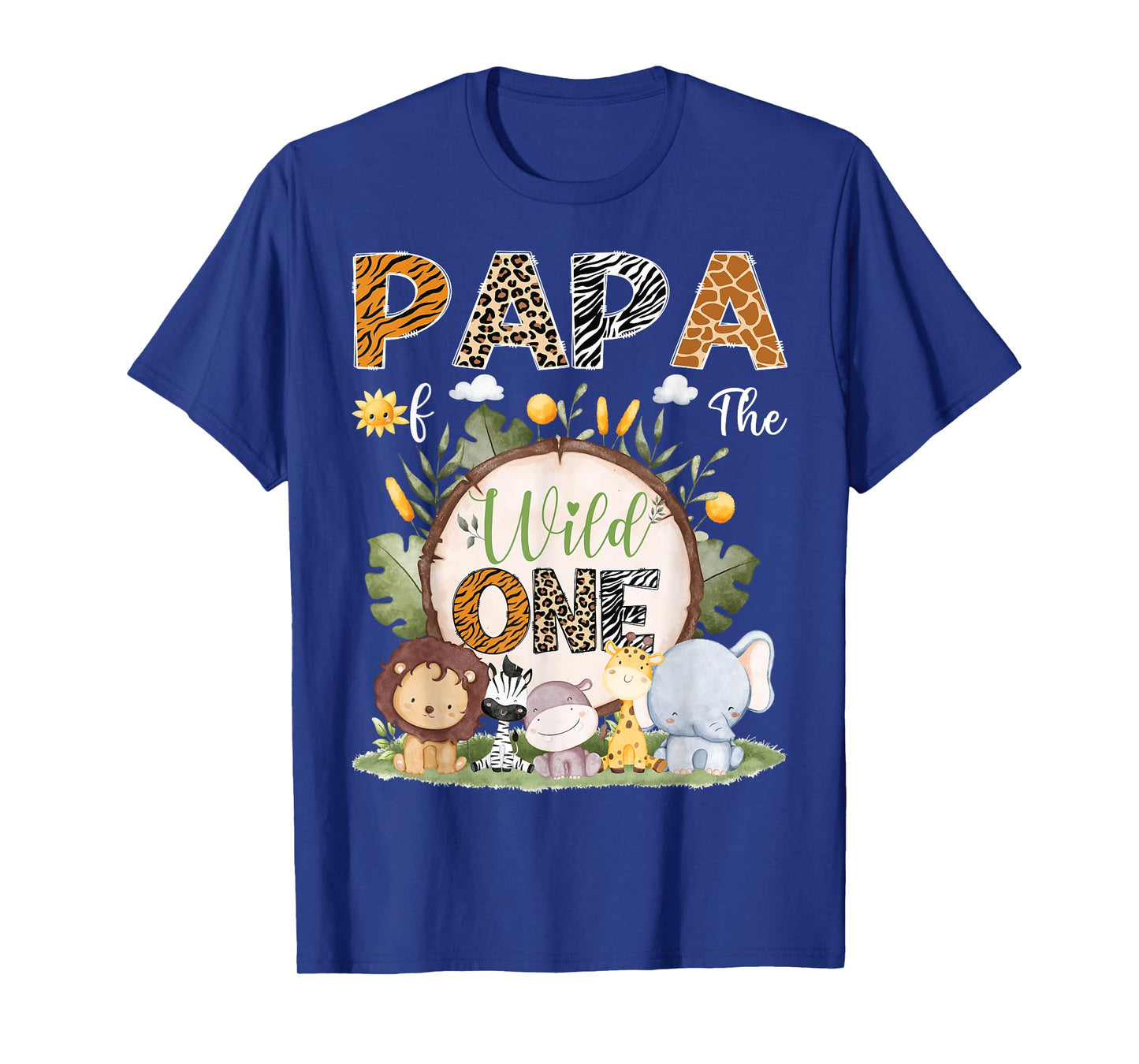 Papa Of The Wild One 1St Birthday Kids Safari Woodland T-Shirt
