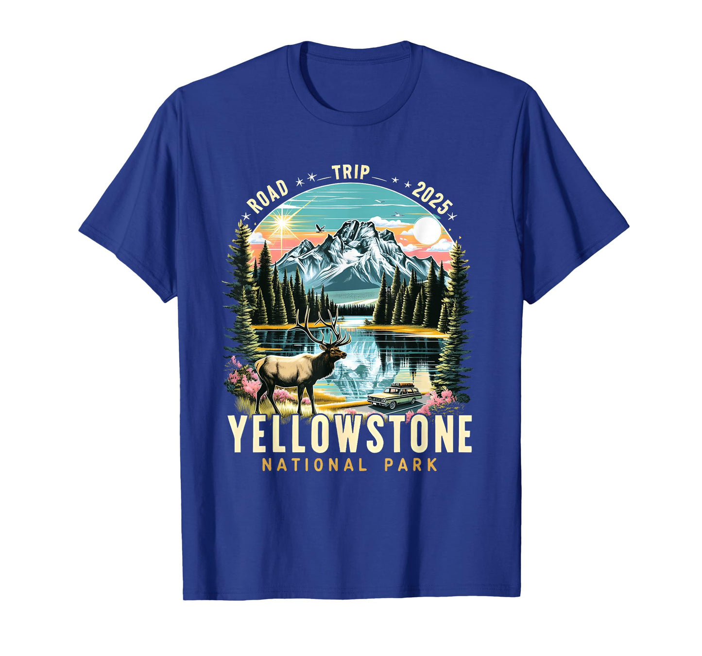 Yellowstone Road Trip 2025 Nature Adventure Souvenir Graphic T-Shirt