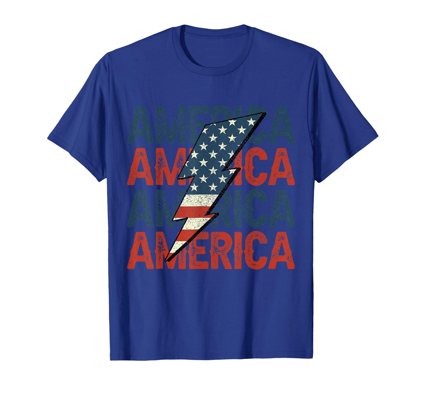 Retro Groovy Lightning Bolt America Happy 4th Of July USA T-Shirt