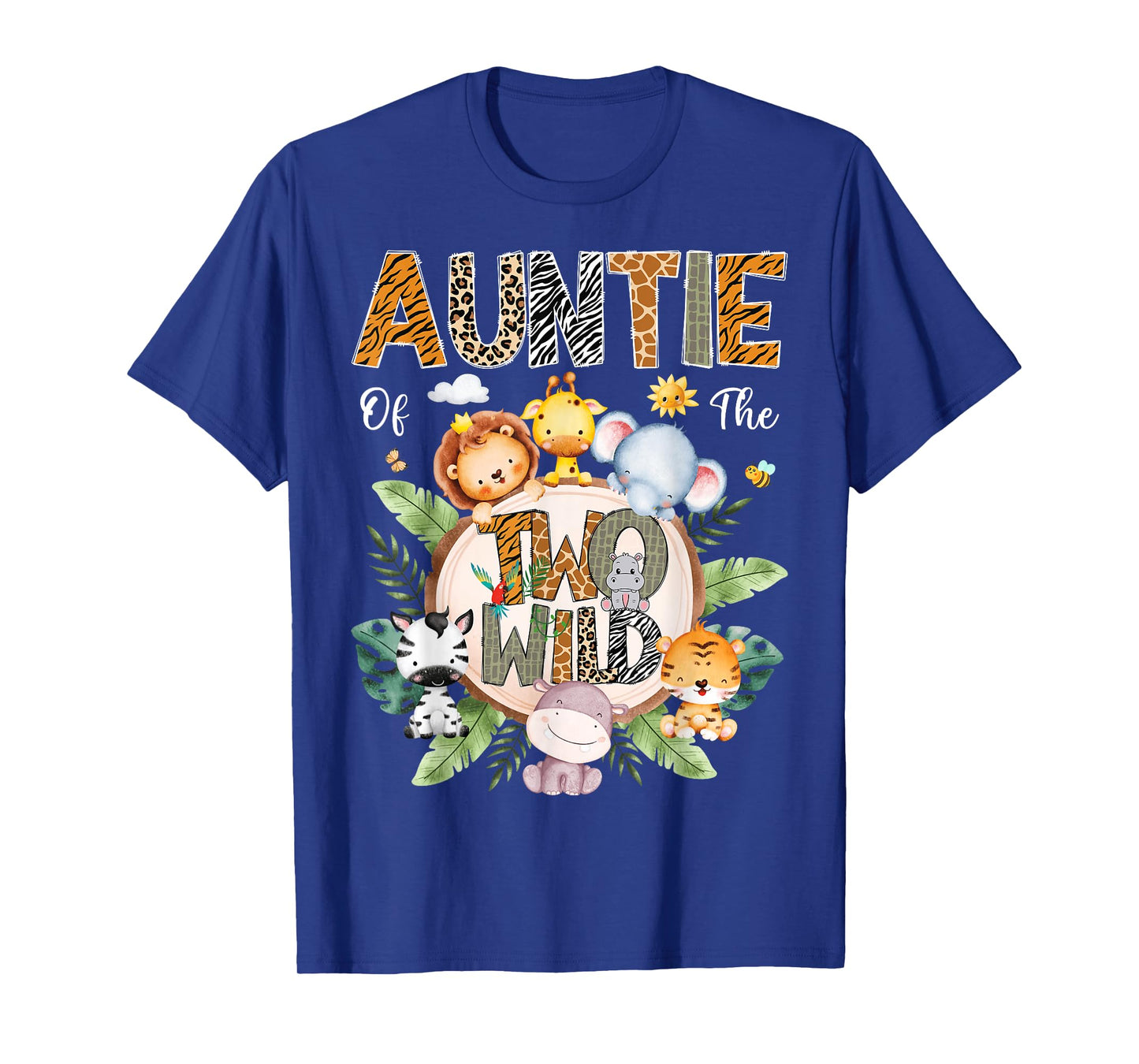 Auntie Of The Two Wild 2Nd Birthday Safari Jungle Animal T-Shirt
