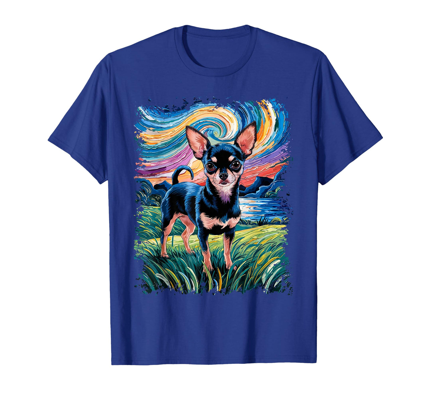 Black and Tan Smooth Chihuahua Starry Night Dog T-Shirt