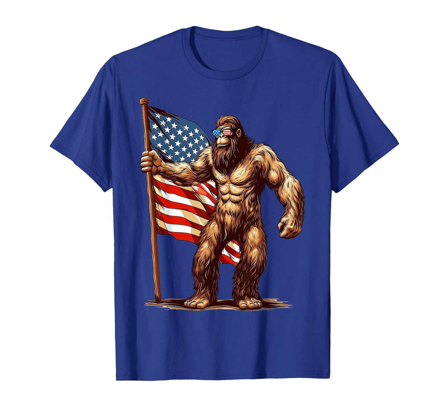 American Flag Bigfoot Sunglasses Patriotic 4th of July USA T-Shirt