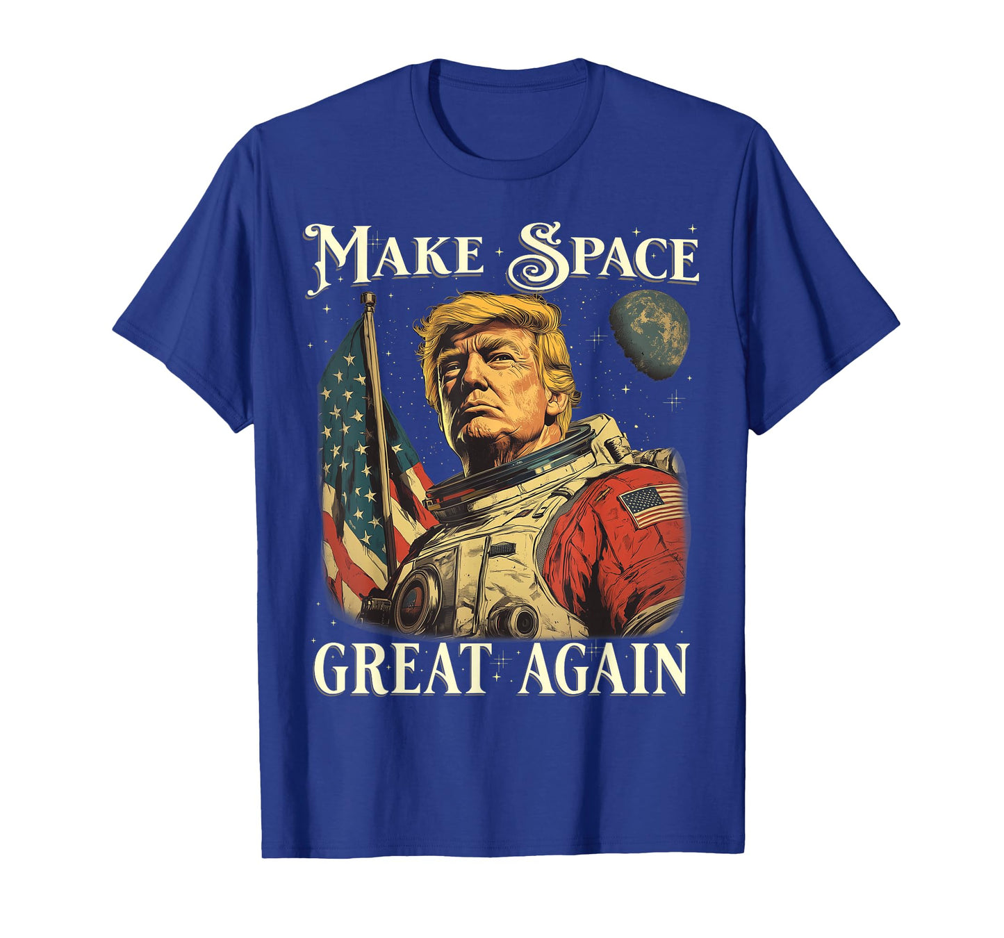 Funny Space Astronaut American Patriotic 4th of July Graphic T-Shirt