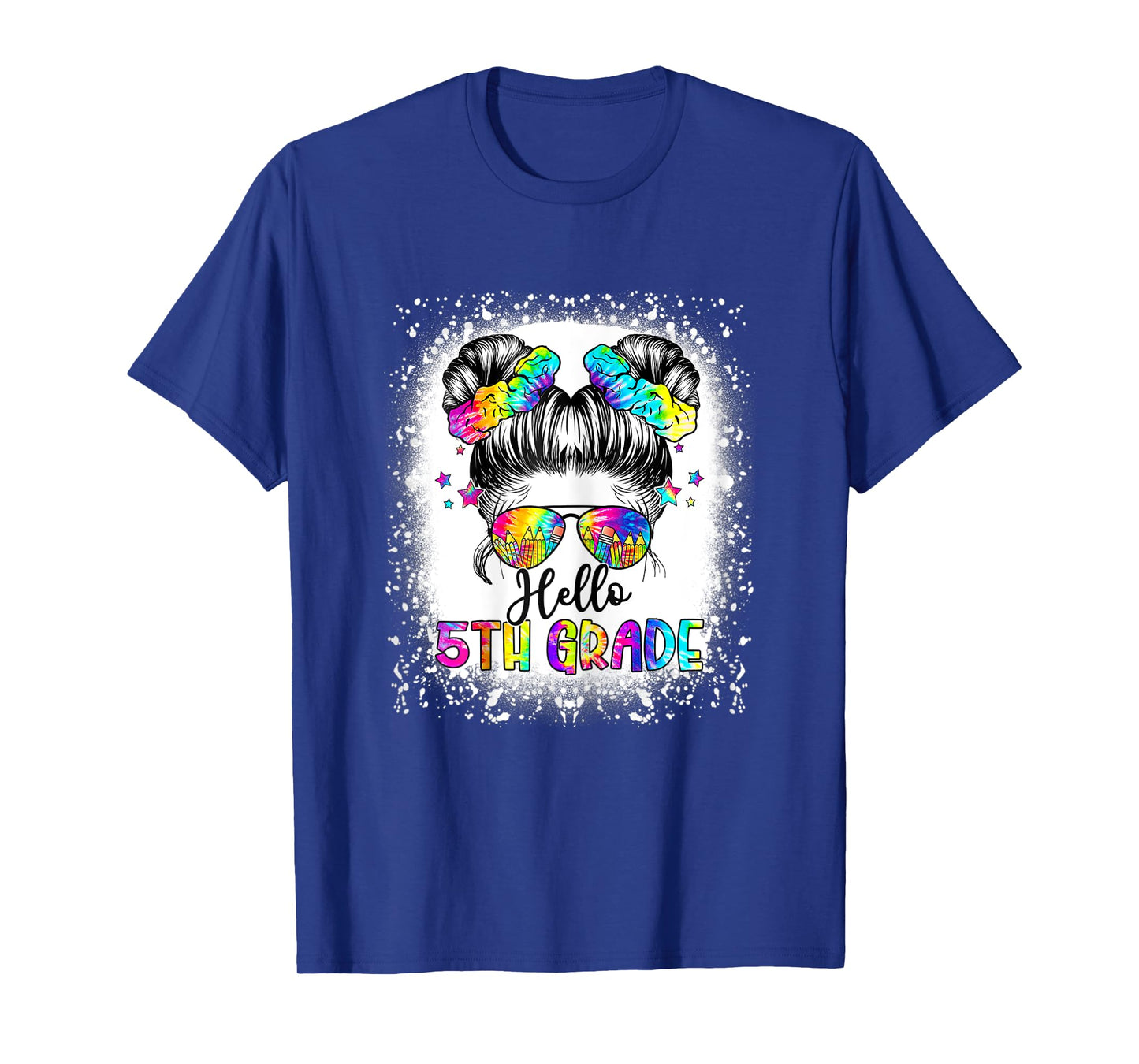 Hello 5th Grade Messy Hair Bun Girl Back To School First Day T-Shirt