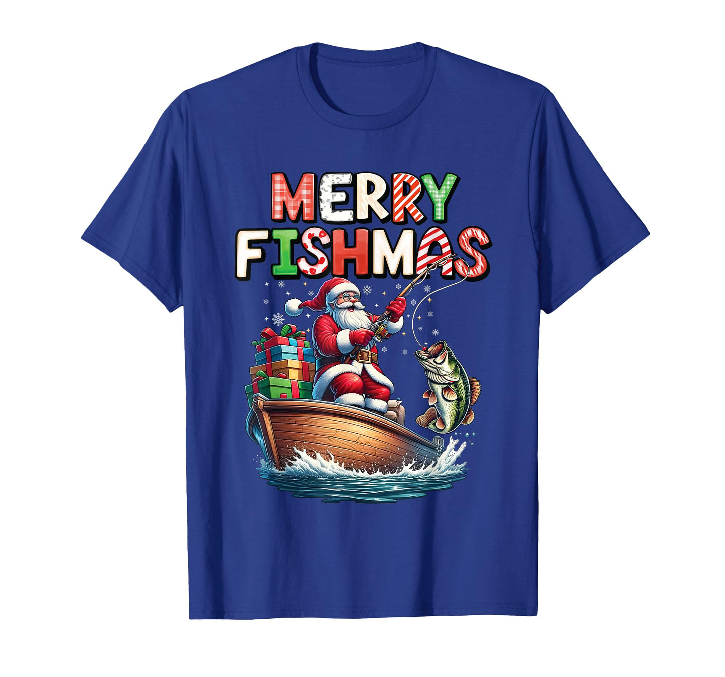 Merry Fishmas Santa Fishing Lovers Funny Fisherman Christmas T-Shirt
