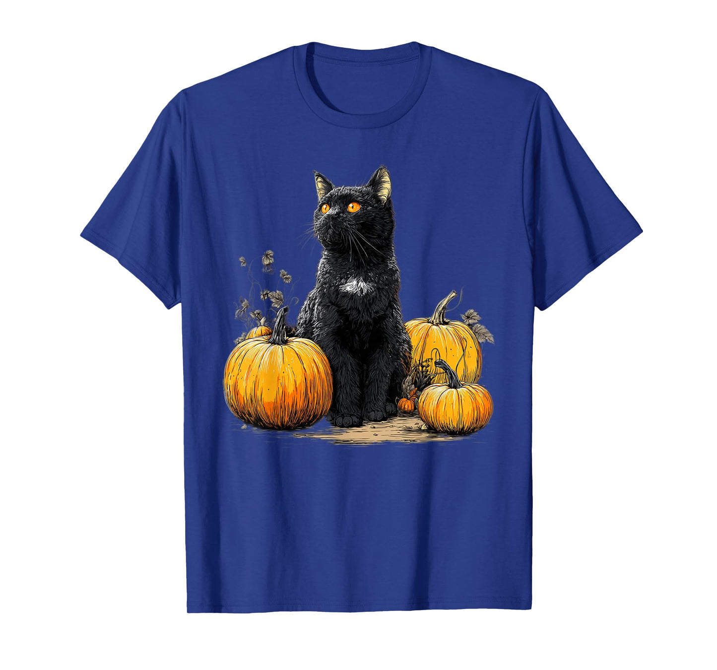 Retro Black Cat Halloween Pumpkin Costume for Women Men Kids T-Shirt