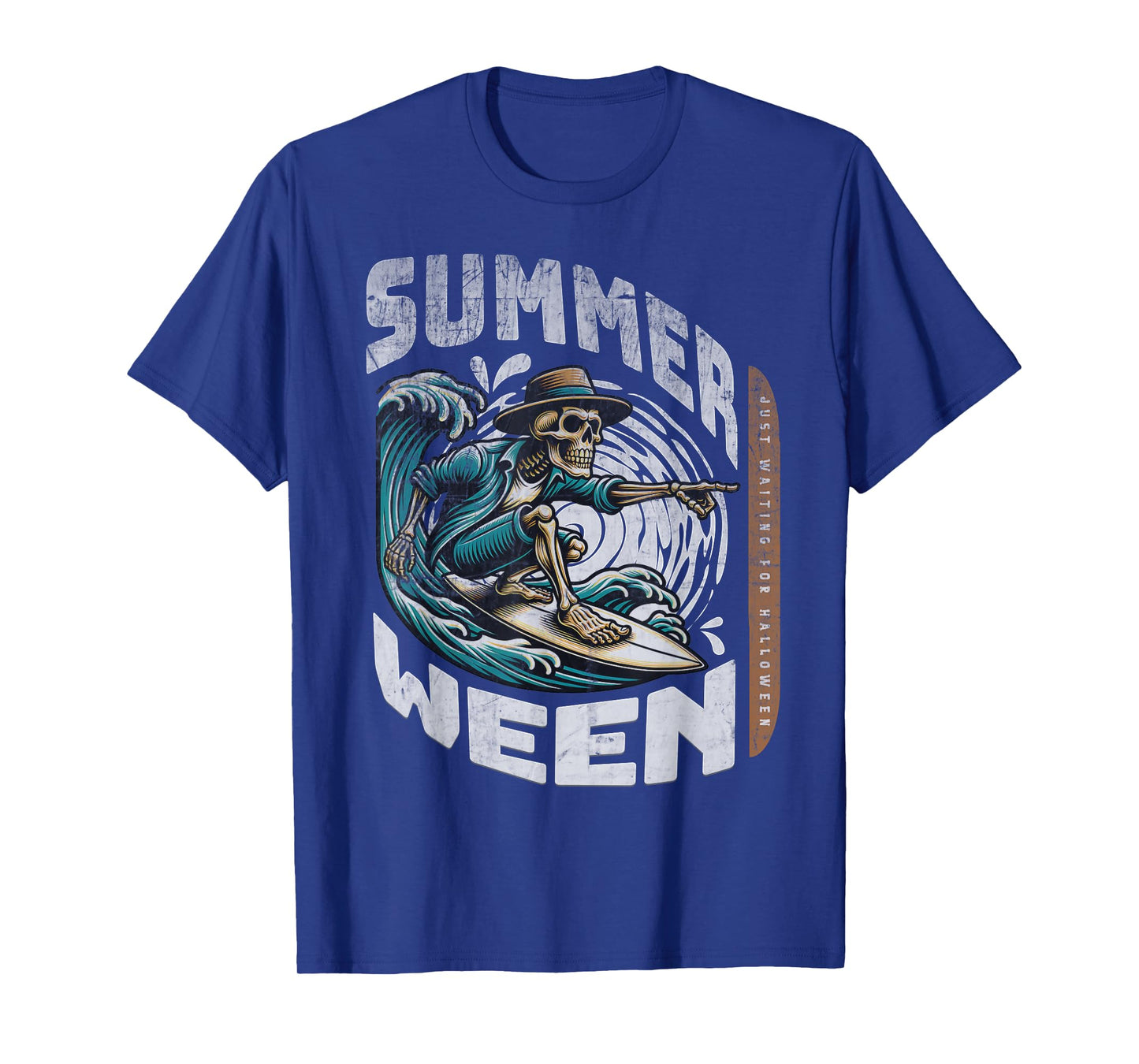 Summerween Halloween Skeleton Summer Vibes Surfing Ghost Men Women Kids T-Shirt