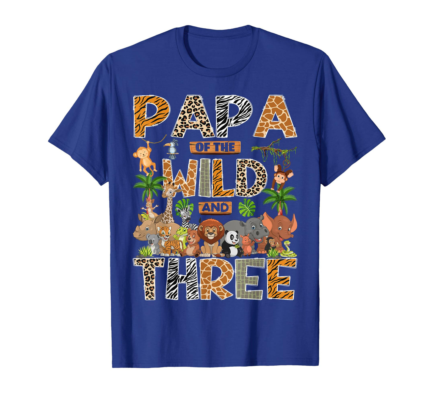 Papa Of The Wild & Three 3Rd Birthday Boy Safari Jungle T-Shirt