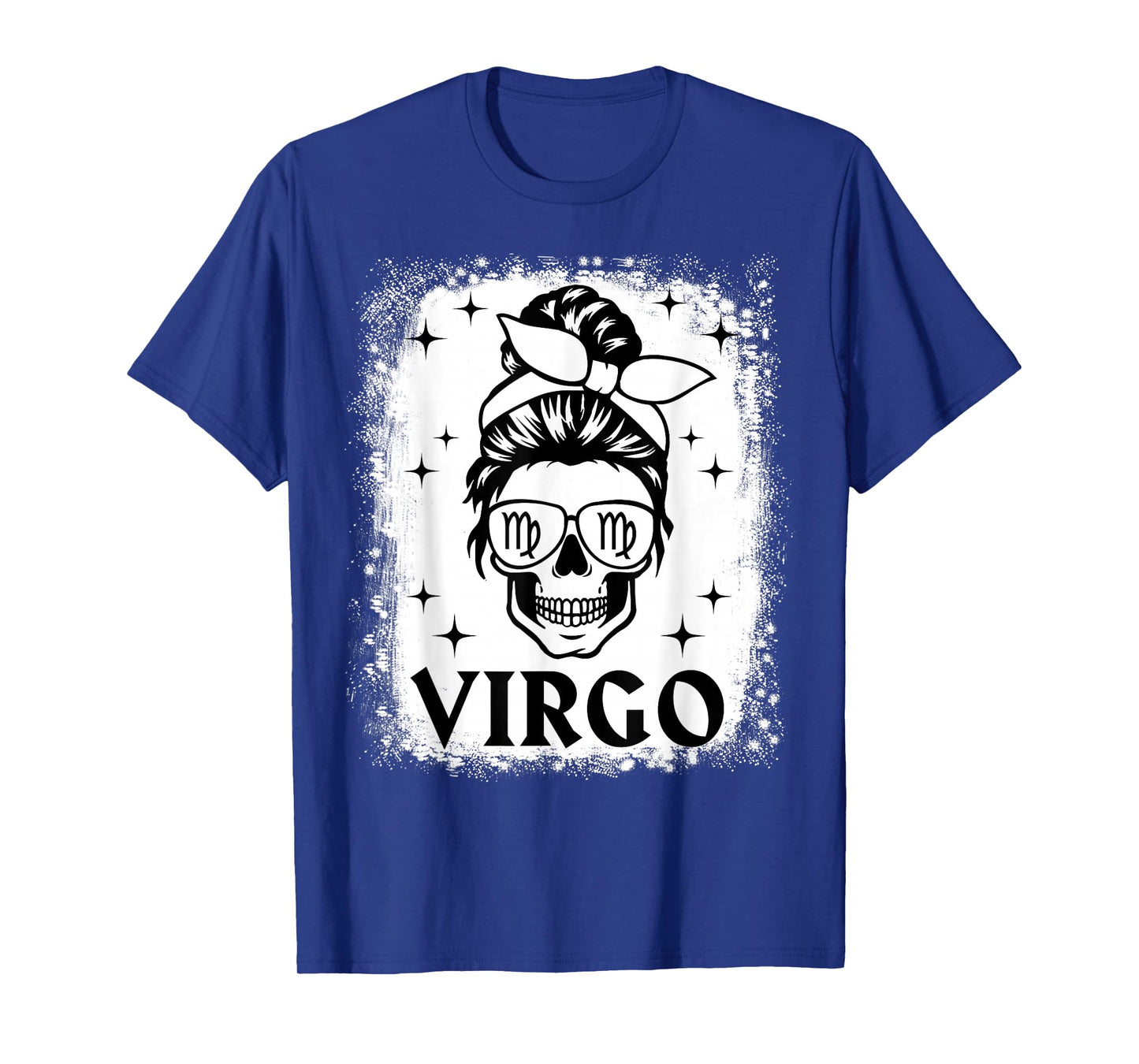 Virgo Girl Woman Messy Bun Skull Gothic Zodiac Sign T-Shirt