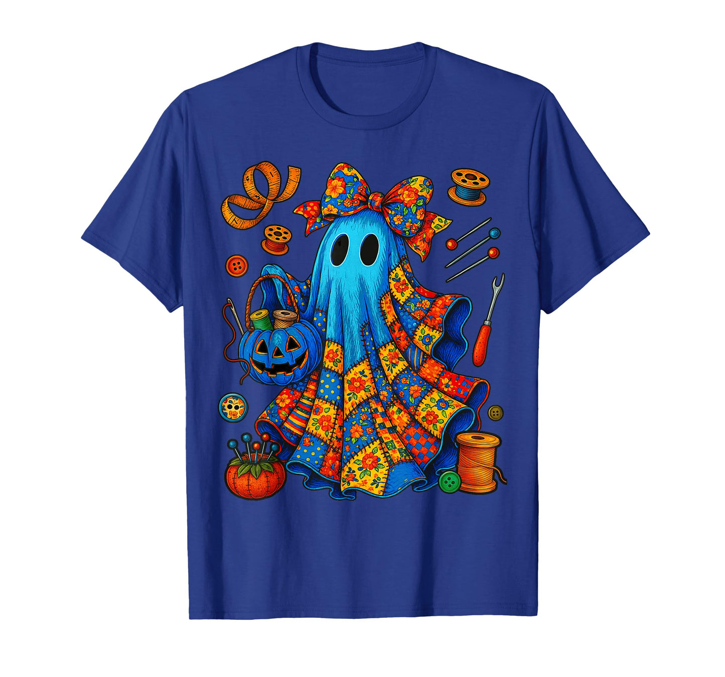 Halloween Boo Ghost Patchwork Quilter Quilting Sewing Womens T-Shirt