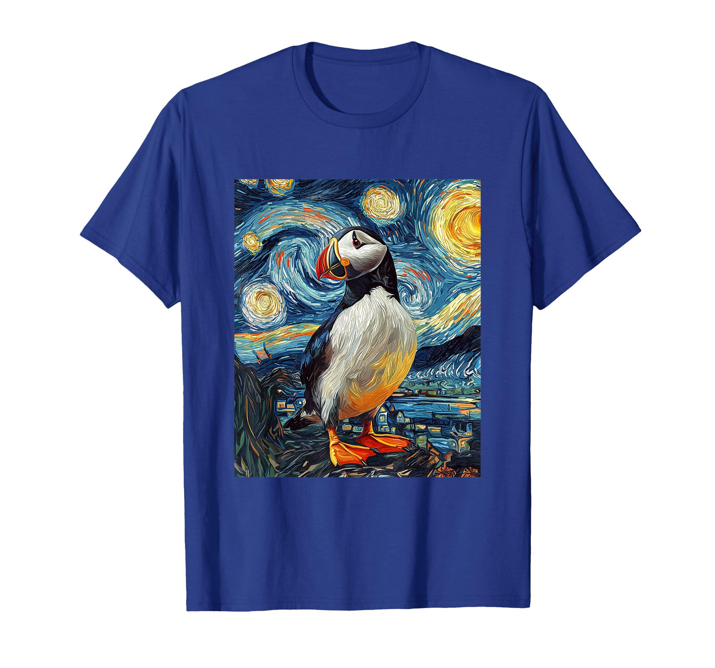 Puffin Sea Bird - Van Gogh Style - Starry Night T-Shirt
