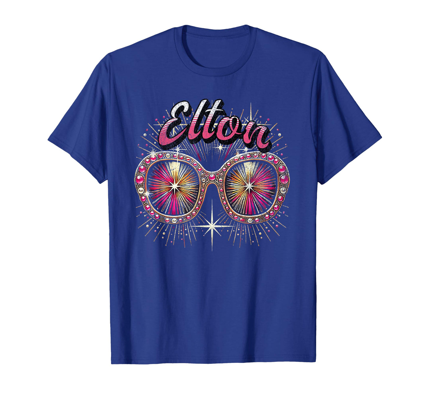 Elton First Name T With Glasses Personalized Vintage Tee T-Shirt