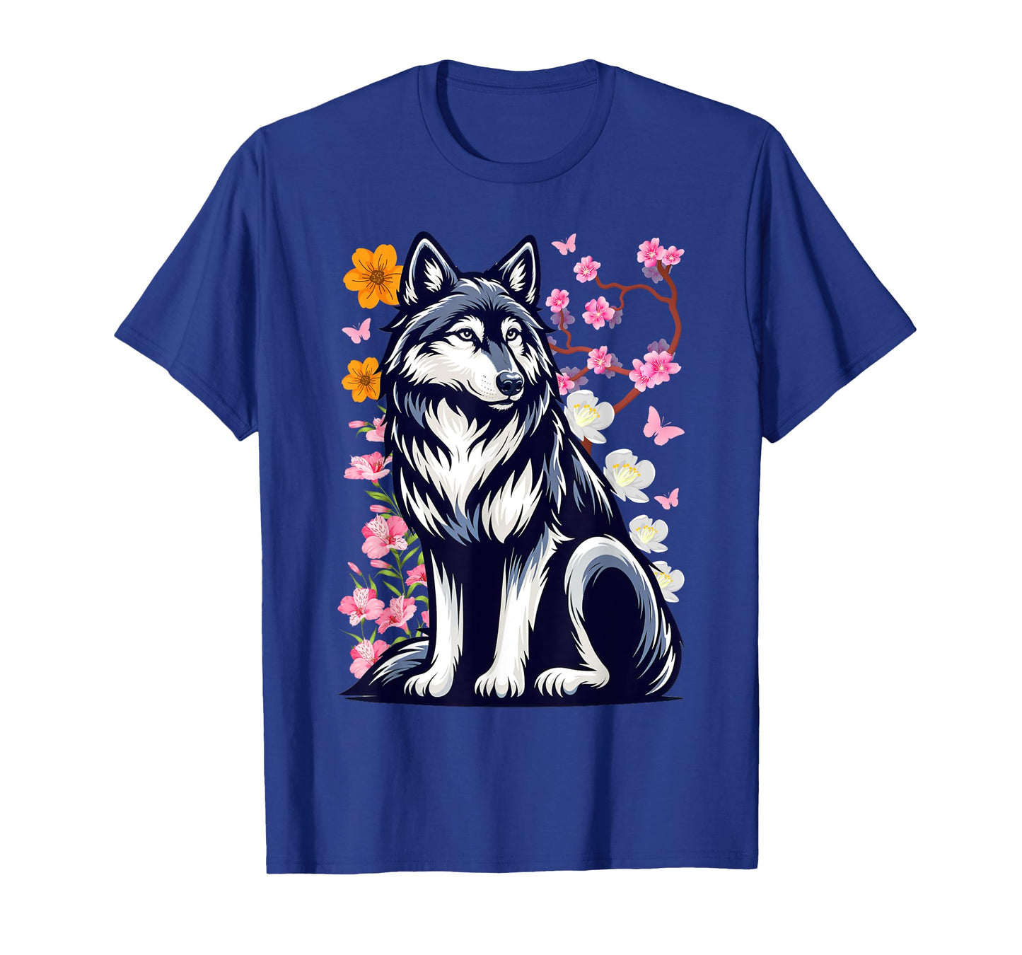 Cute Wolf With Flowers I Kids Wolf T-Shirt