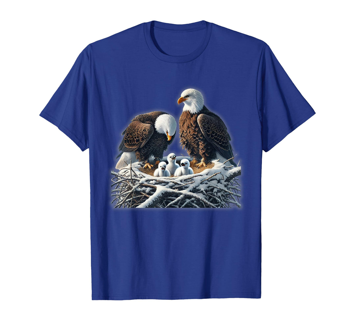 Bald Eagle Dad Mom Three Eaglet Chicks Babies in the Nest T-Shirt