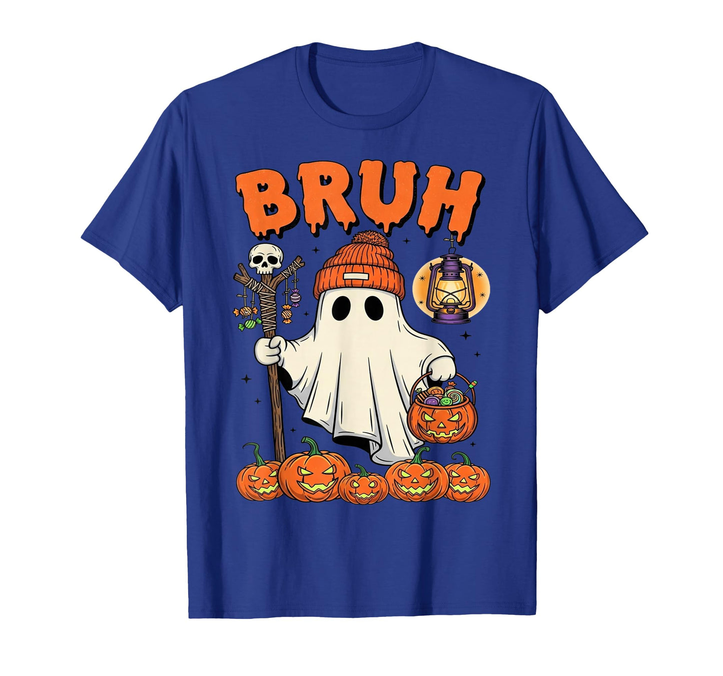 Bruh Ghost Halloween Cute Ghost Trick Or Treat Candy Kids T-Shirt