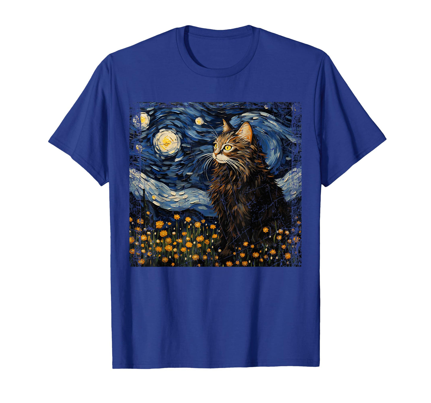 Starry Night Norwegian Forest For Cat Mom Cat Dad Funny Cat T-Shirt