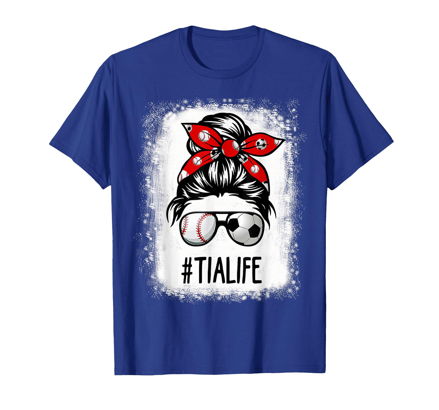 Bleached Tia Life Soccer Messy Bun Baseball Game Day T-Shirt