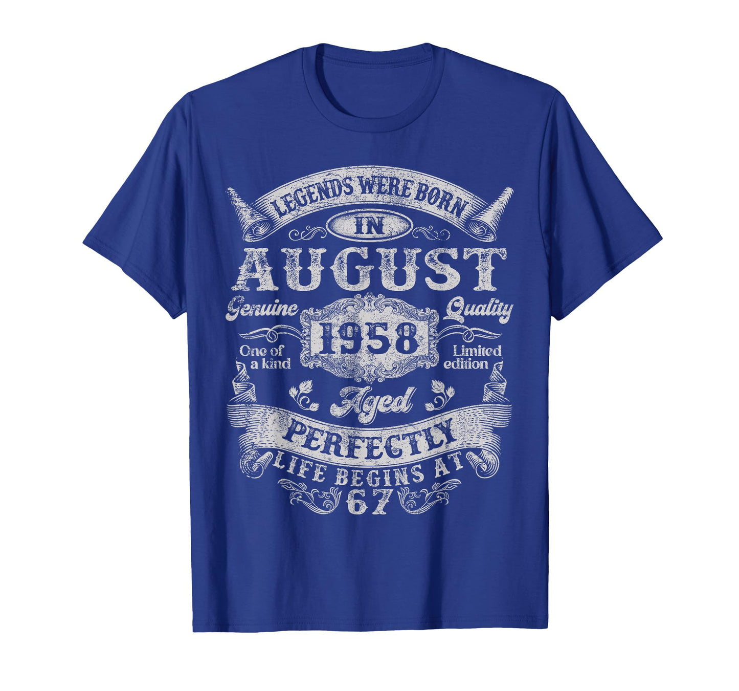 Legends Were Born In August 1958 Vintage 67th Birthday Men T-Shirt