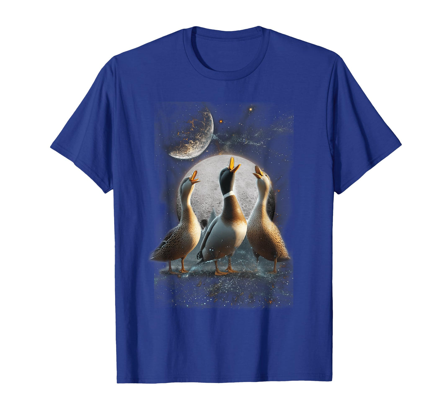 Three Ducks Howling At The Moon Funny Pet Parody Duck T-Shirt