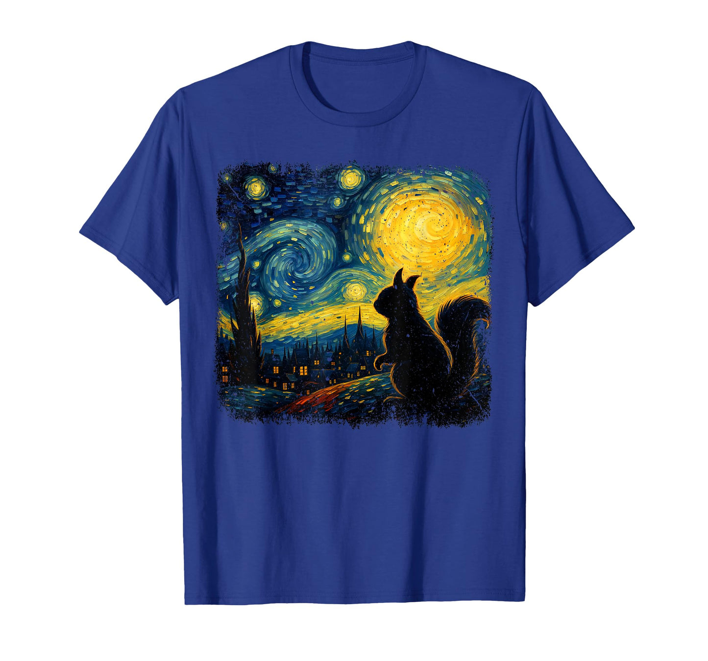 Squirrel Starry Night Van Gogh Art Gifts For Men Women Kid T-Shirt