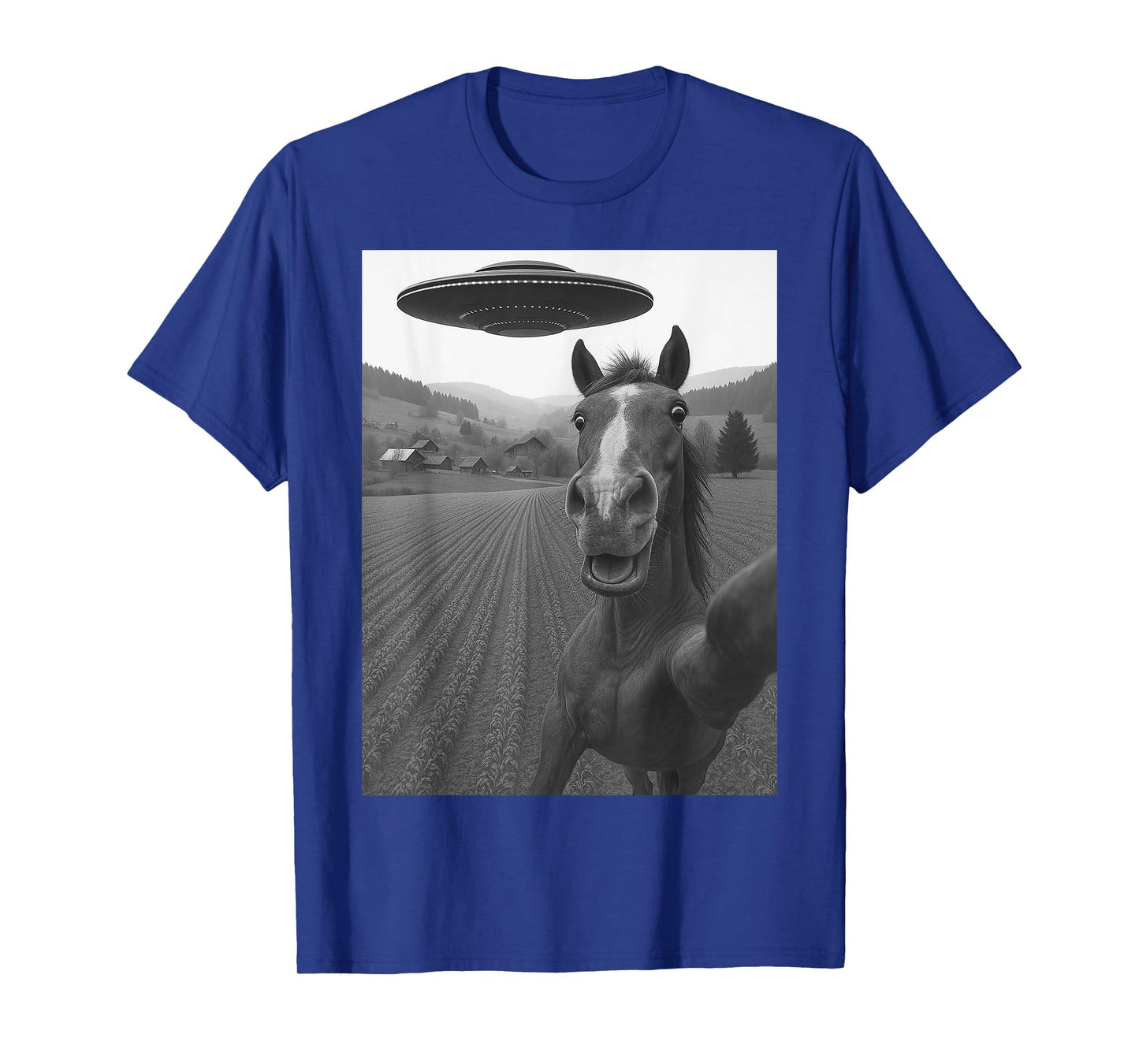 Horse Selfie with Alien UFO Funny Gifts for Men Women Kid T-Shirt