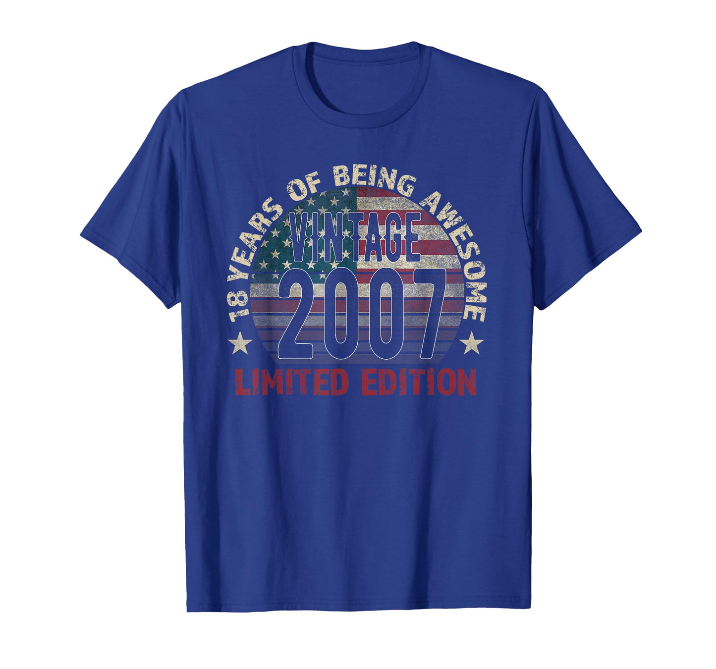 18th Birthday Gift Men Vintage Born 2007 Turning 18 Year Old T-Shirt