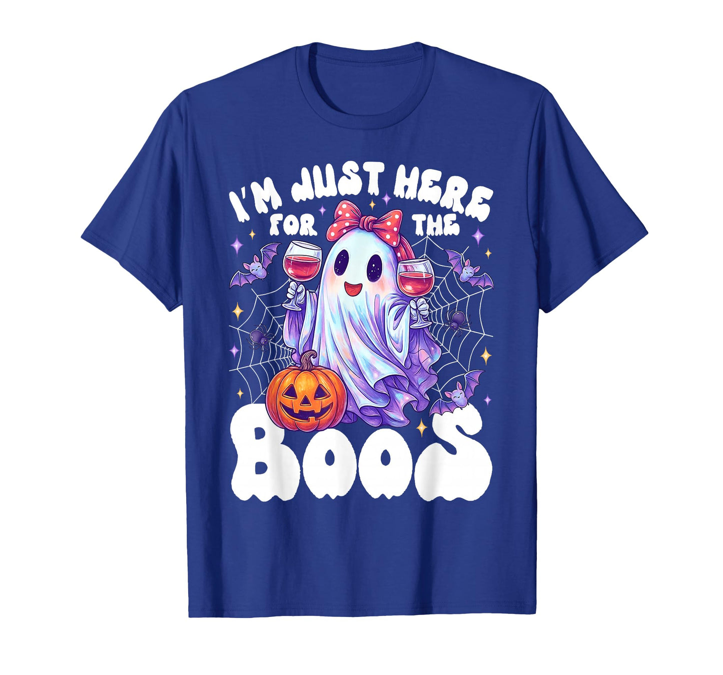 Funny I'm Just Here for The Boos Cute Halloween Ghost Women T-Shirt