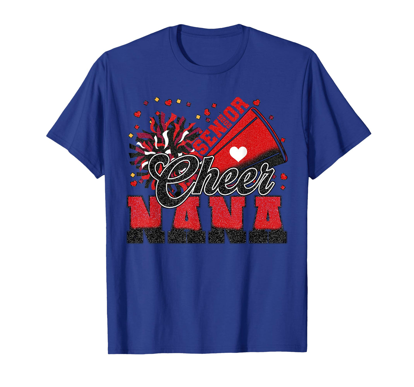 Senior Cheer Nana 2026 Red and Black Grandma Cheerleader T-Shirt