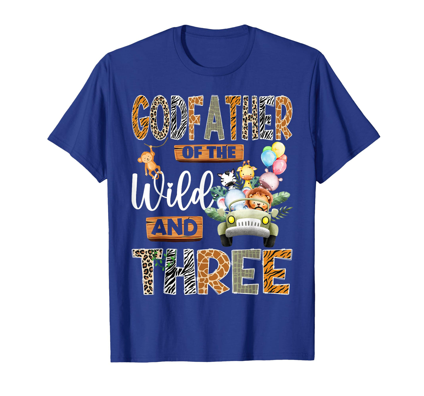 Godfather of The Wild & Three 3Rd Birthday Boy Safari Truck T-Shirt