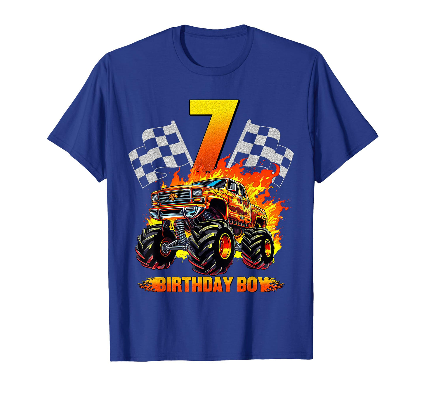 7 Year Old Birthday Monster Truck 7th Birthday Boy Kids T-Shirt