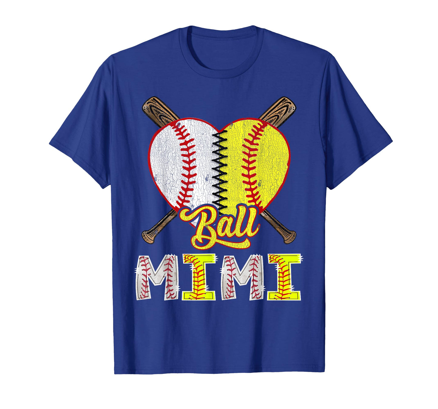 Mimi Of Both Ball Mimi Half Baseball Softball Heart T-Shirt