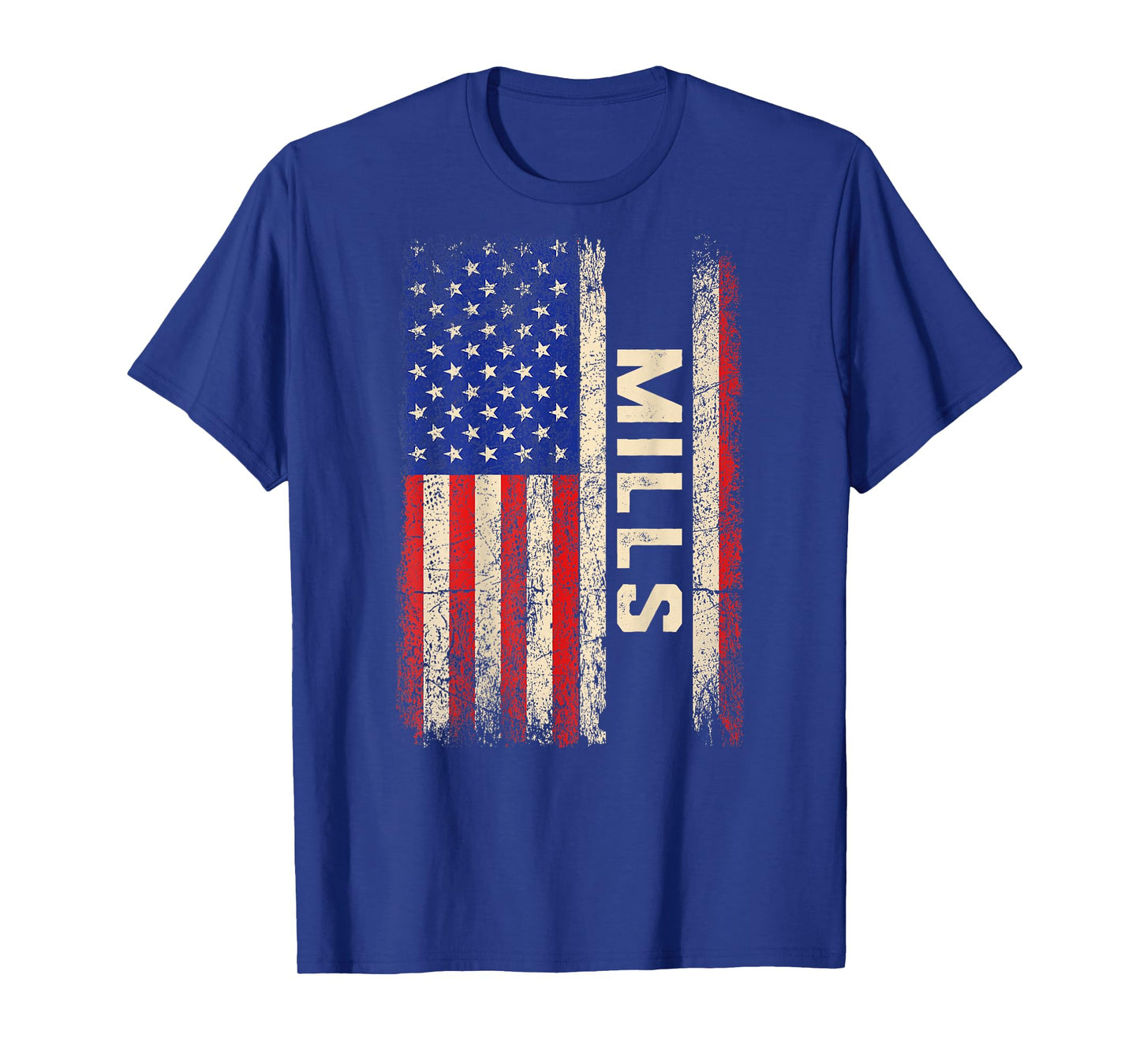 Mills Last Name - Mills Name American Flag (Back) T-Shirt