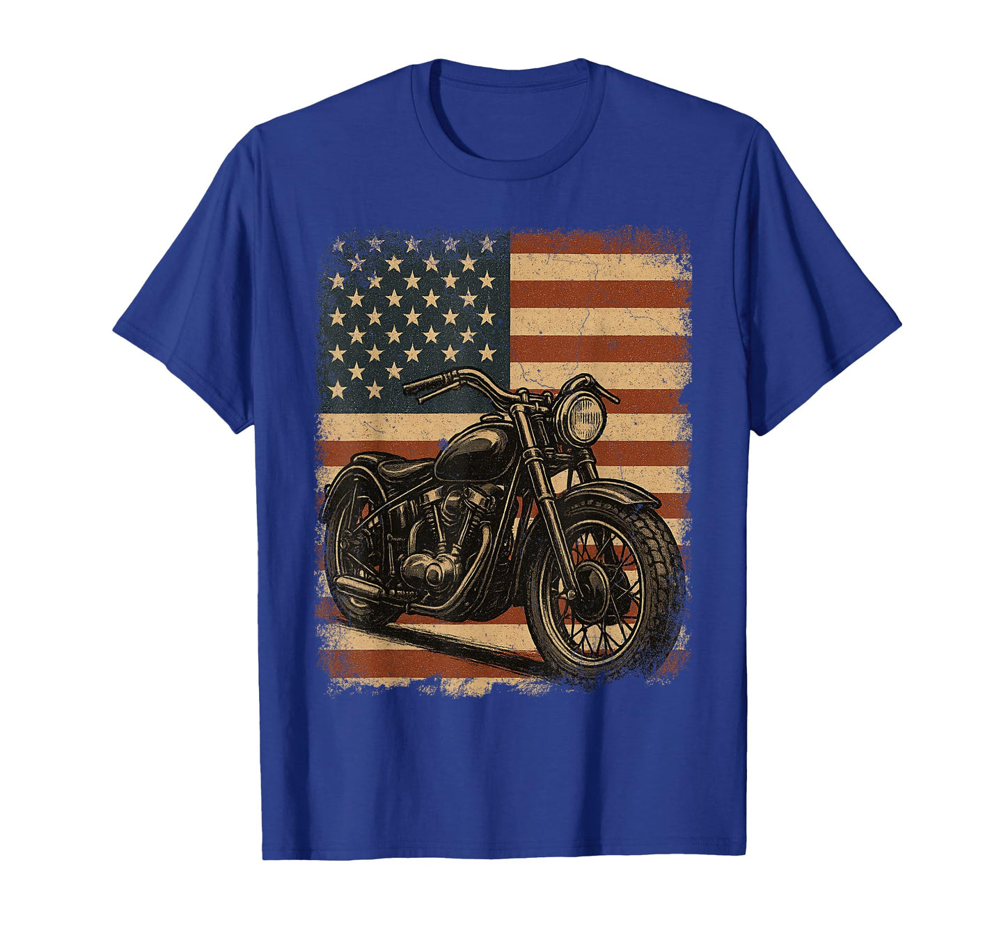 USA Flag Ride Retro Chopper Biker Vintage Motorcycle T-Shirt
