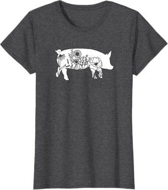 Floral Pig Mama Flower Graphic for Barn Mom Teen Girls Women T-Shirt