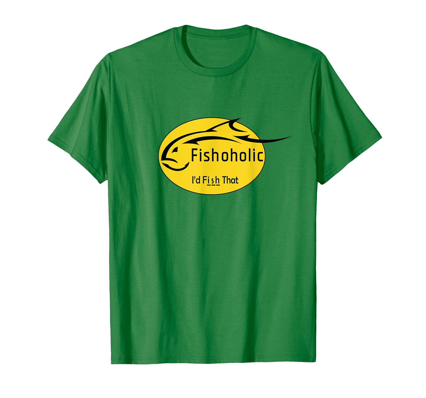 Fishoholic - Fish Logo Unisex-Adults Fishing T-Shirt, Grey, Small, Short Sleeve, Classic Fit