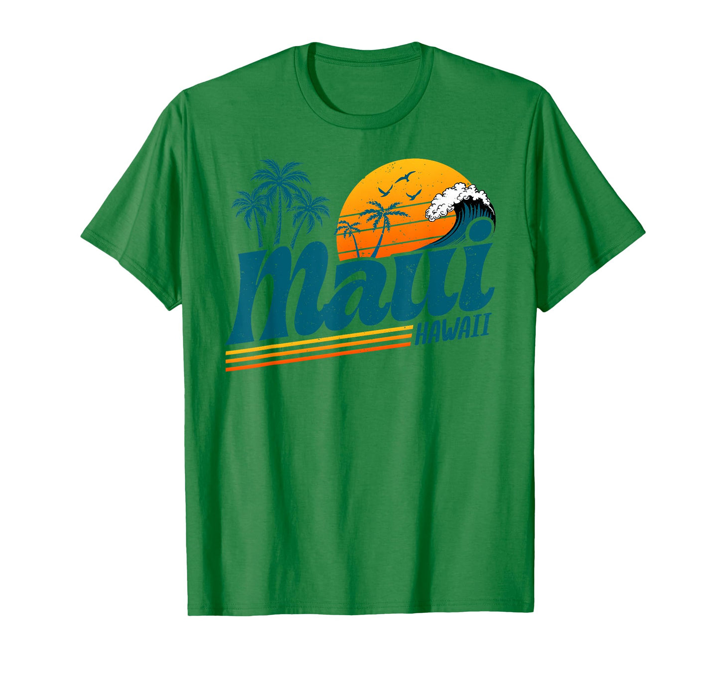 Retro Maui Hawaii Hawaiian Island Palm Tree Beach Vacation T-Shirt