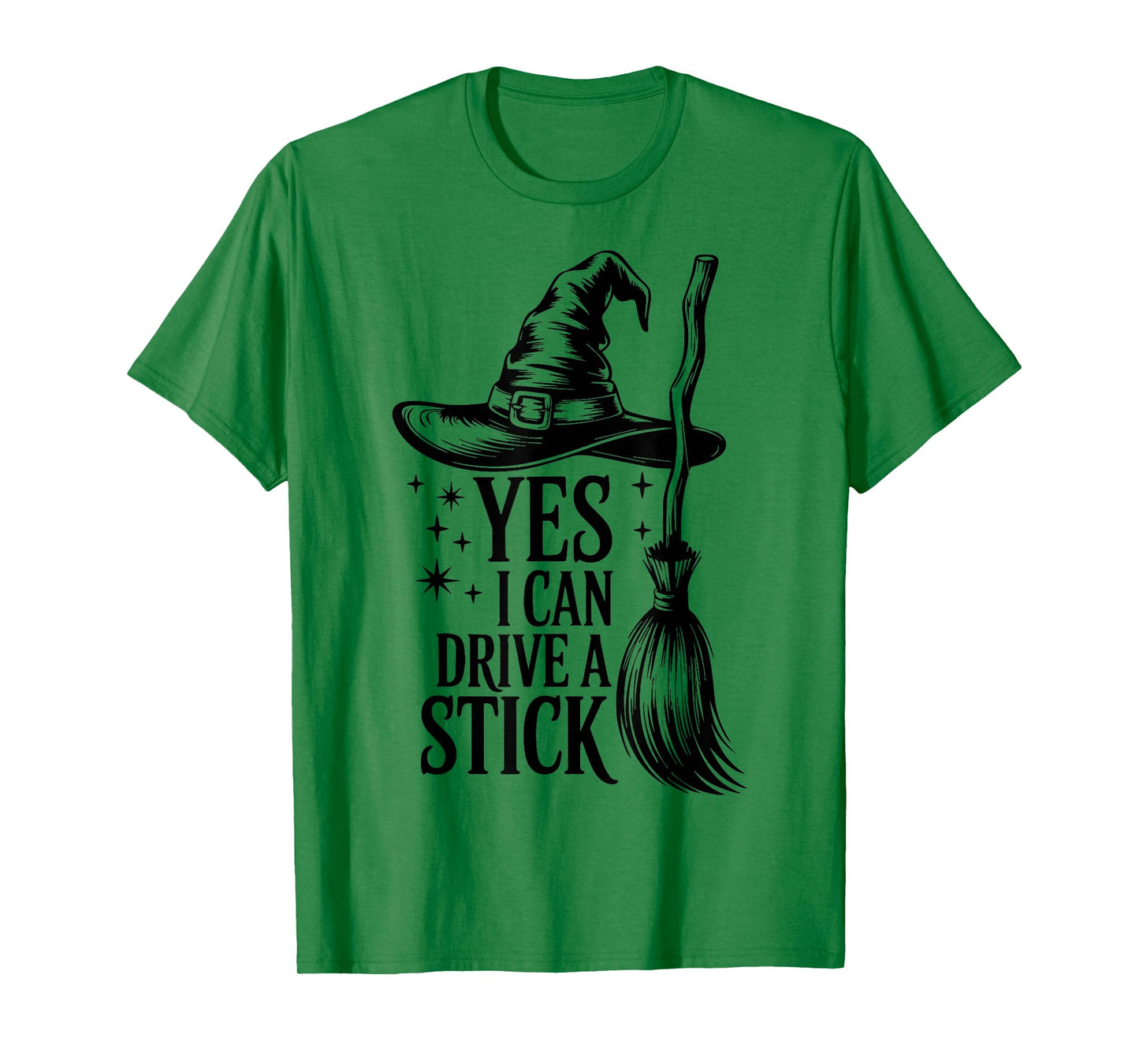 Yes I Can Drive A Stick Witch Shirt Cute Witch Halloween T-Shirt