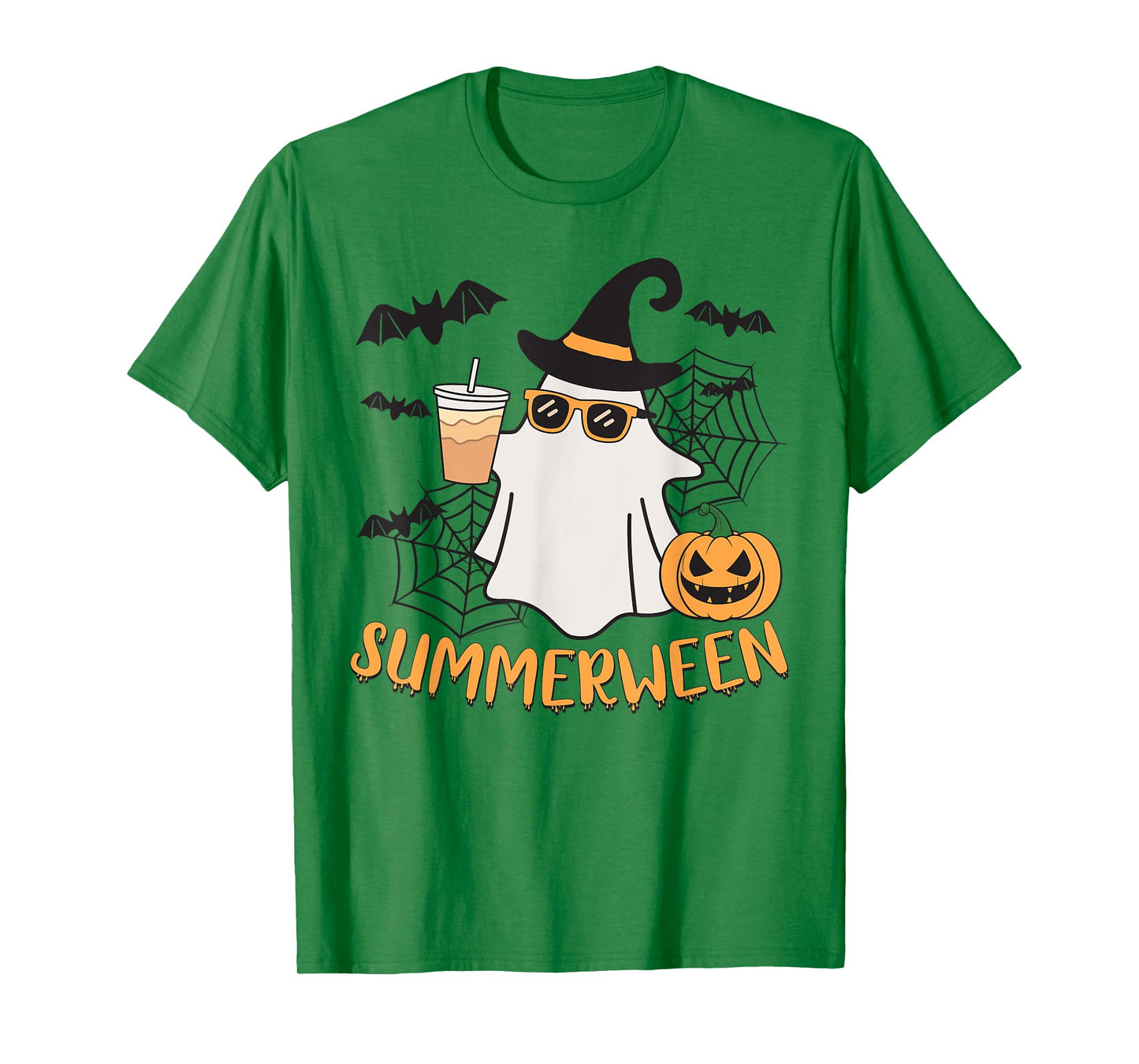Summerween Vibes Ghost Pumpkin Spooky Beach Summer Halloween Men Women Kids T-Shirt
