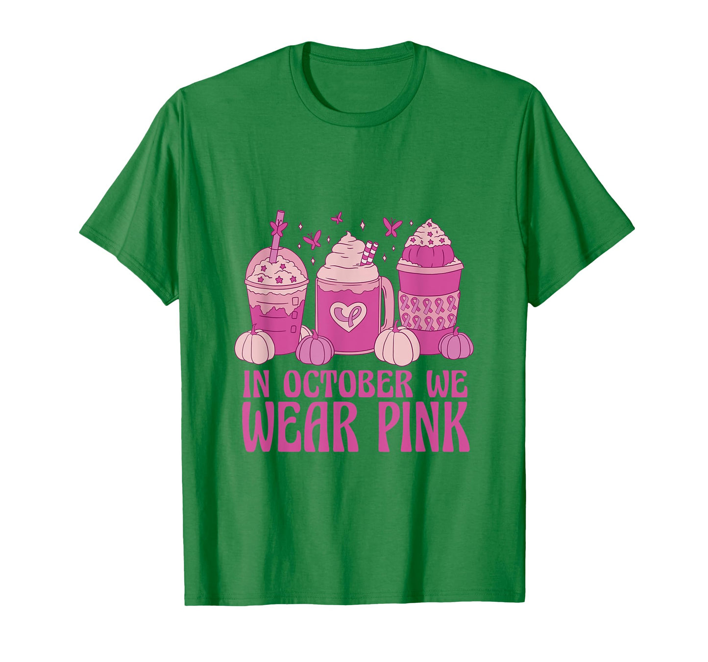 Women In October We Wear Pink Halloween Breast Cancer Coffee T-Shirt