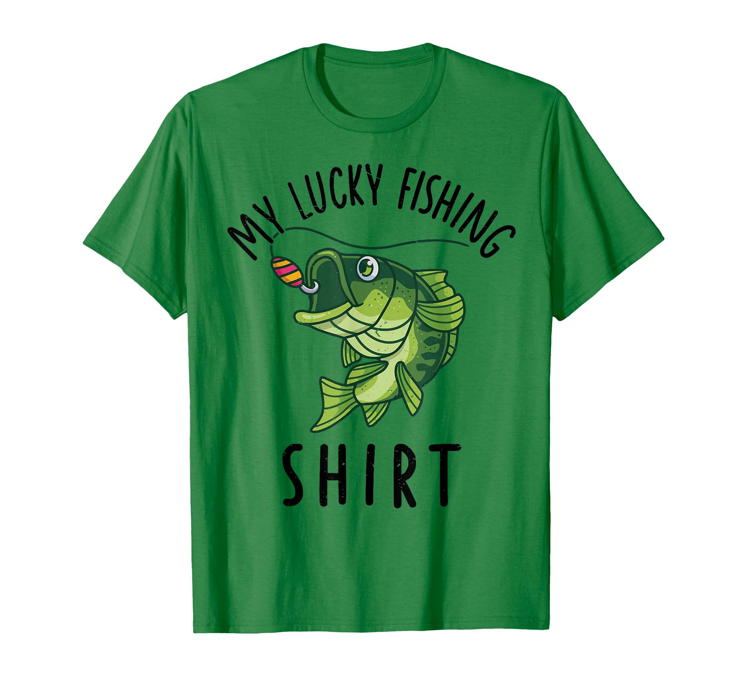 Youth My Lucky Fishing-Shirt Boys Largemouth Bass Fish Funny T-Shirt