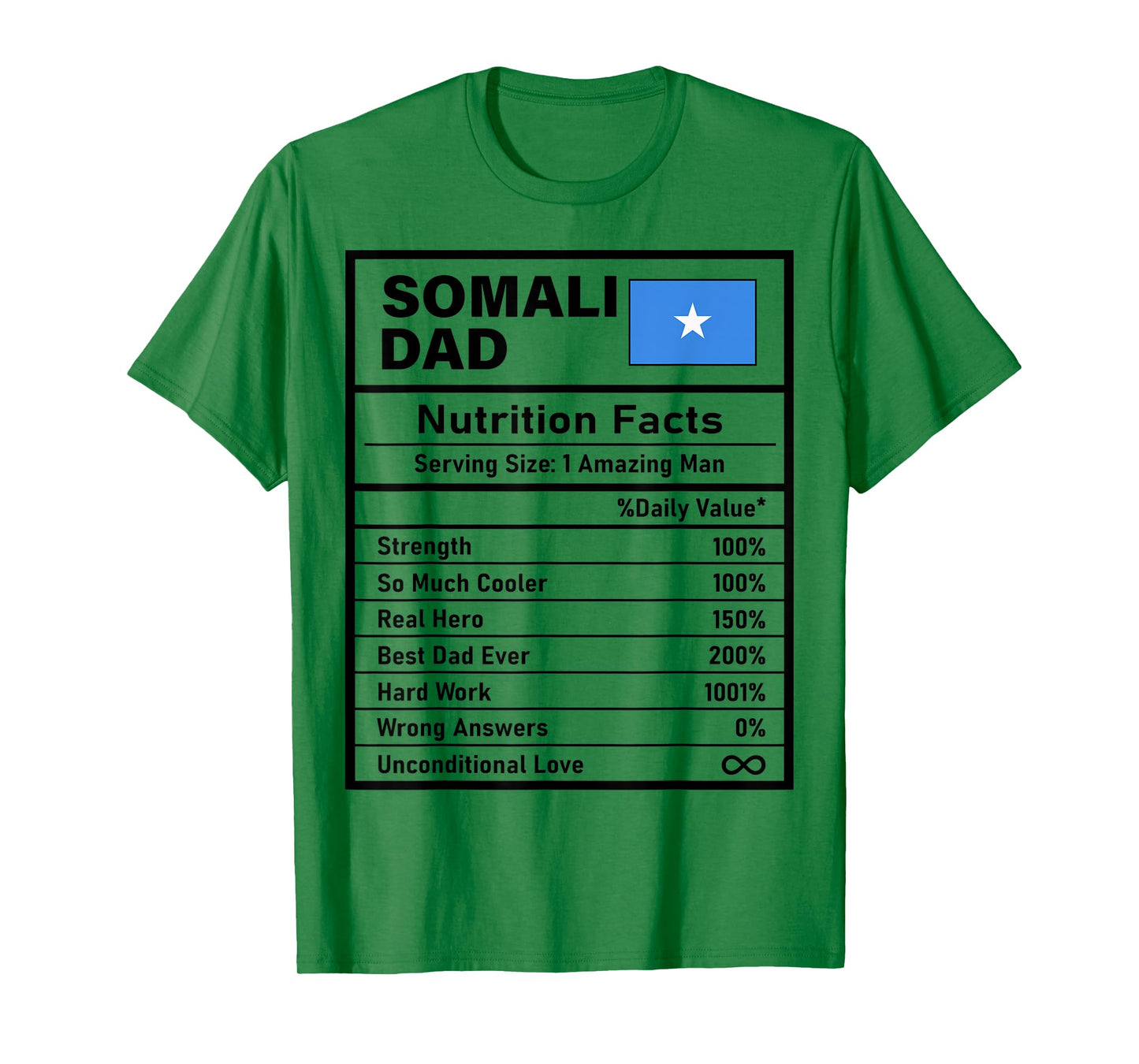 Mens Somali Dad Nutrition Facts Father's Day National Heritage T-Shirt
