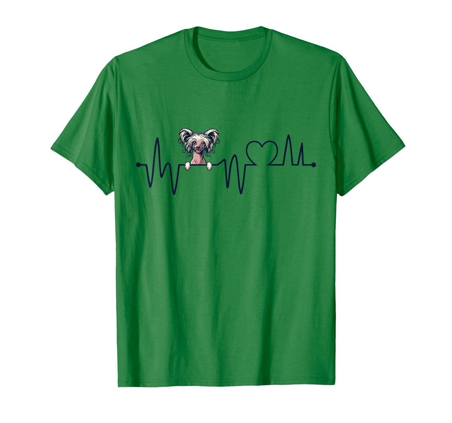 Chinese Crested Dog Heartbeat - Men Women Kids Crested Lover T-Shirt