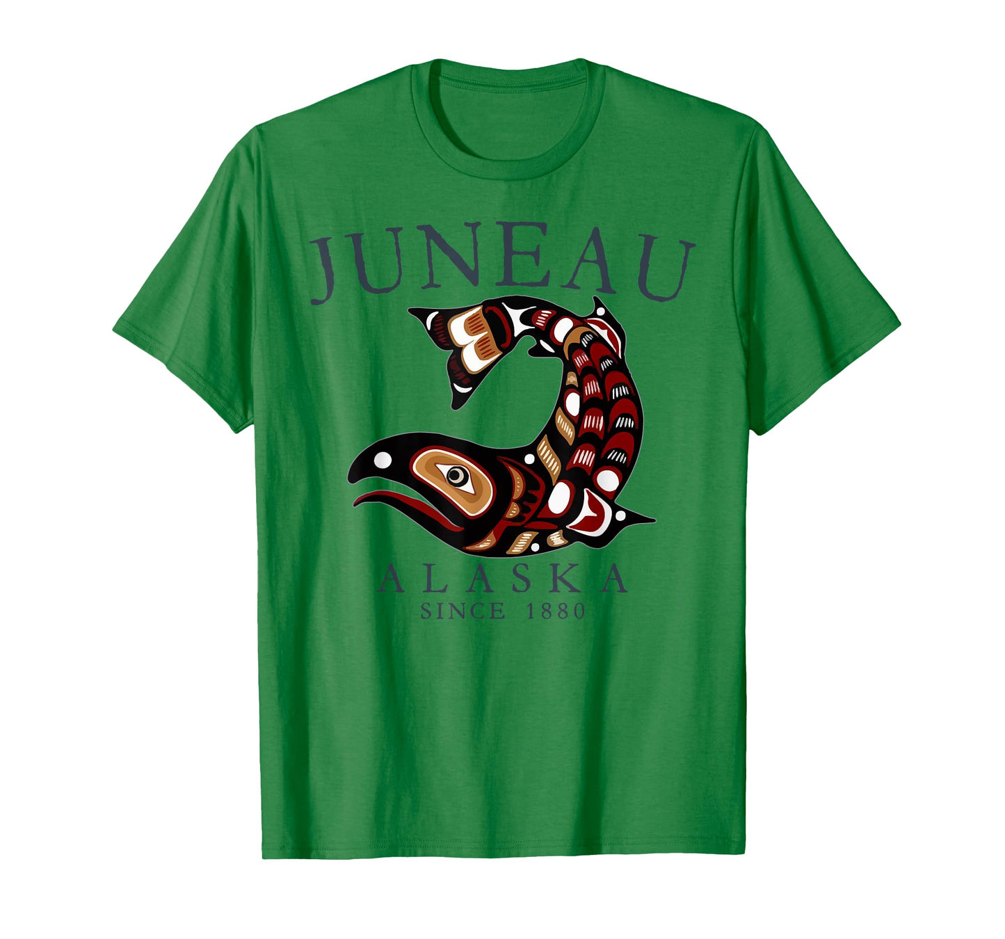 Juneau Alaska Tribal Art Salmon Since 1880 Slate Letters T-Shirt