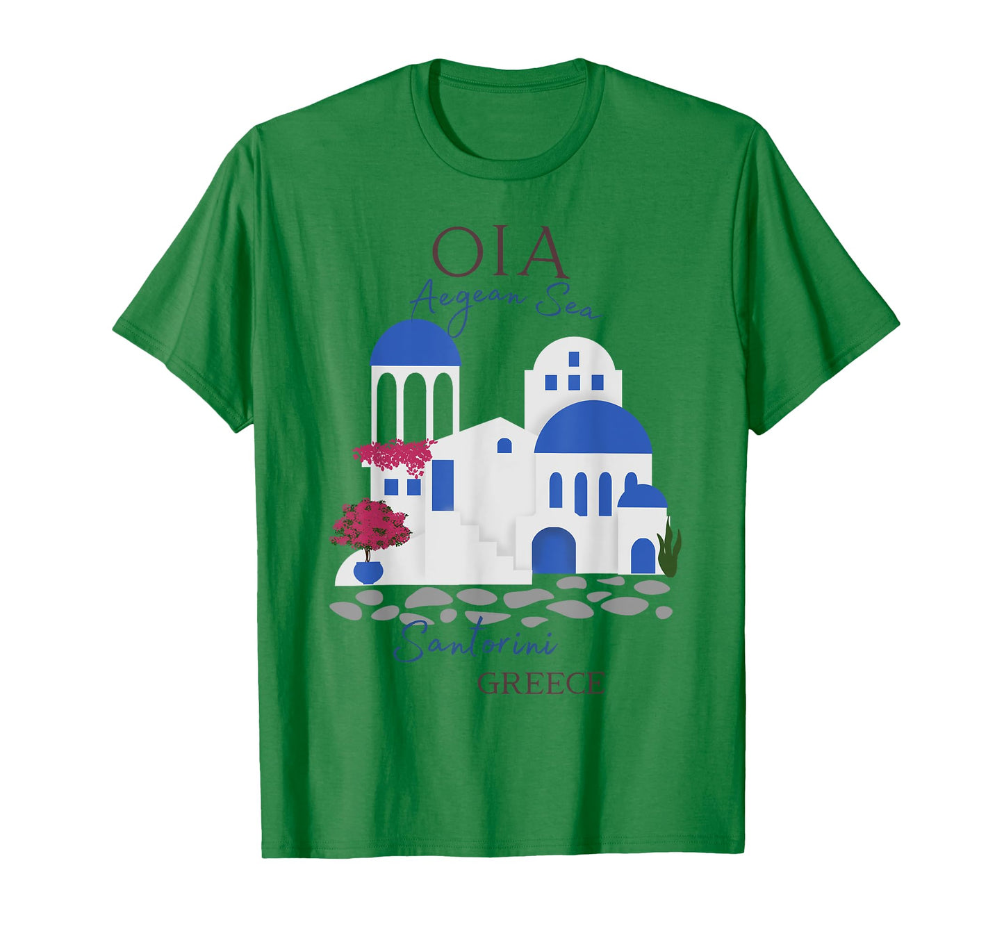 Travel Greek Island Santorini Greece Oia Village Blue Church T-Shirt