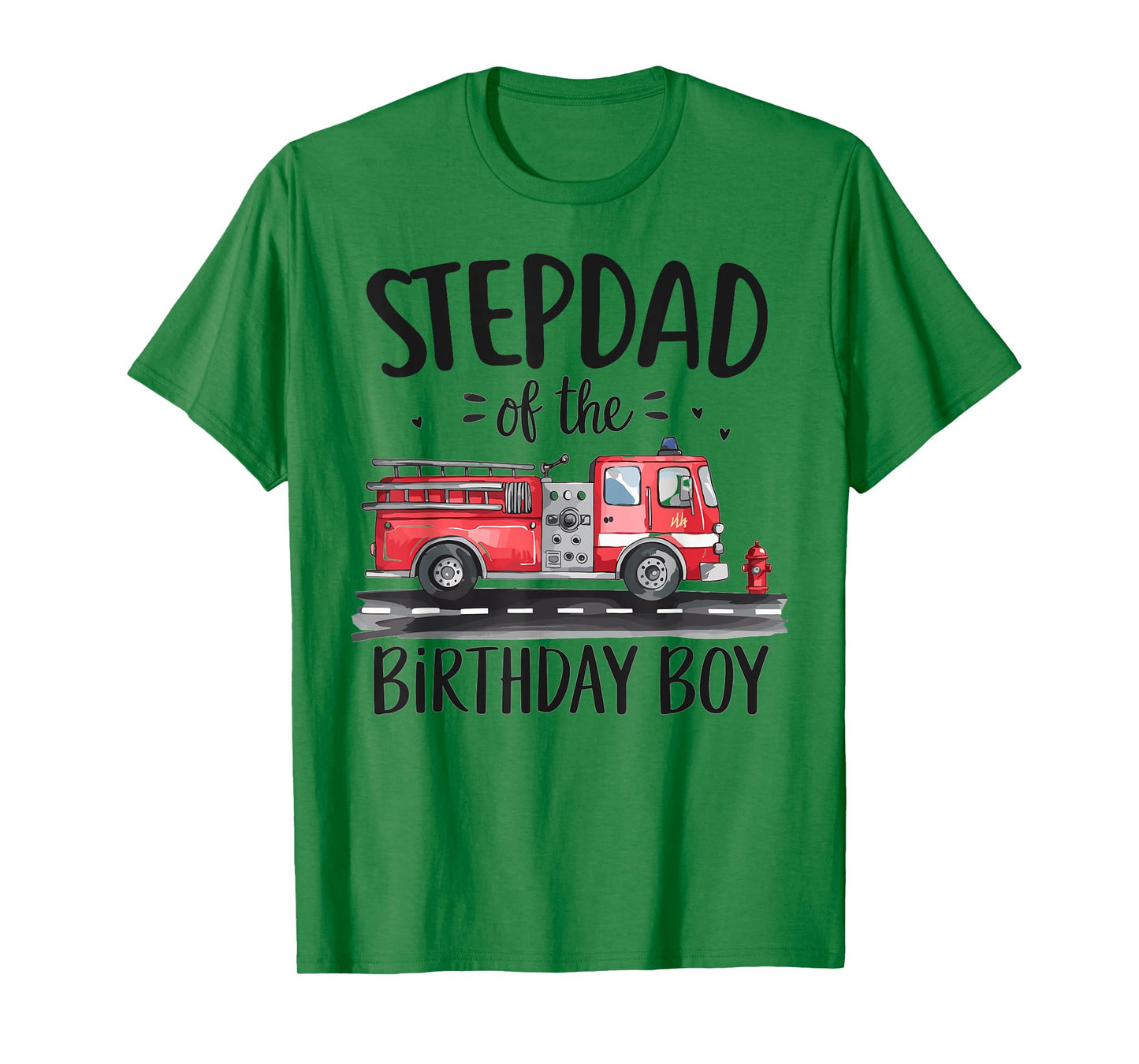 Stepdad of the Birthday Boy Fire Truck Firefighter Dad Bday T-Shirt
